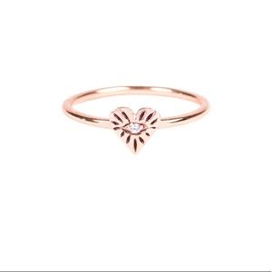 Jacquie Aiche DIAMOND CENTER HEART EYE BURST WAIF RING rose gold size 3.75